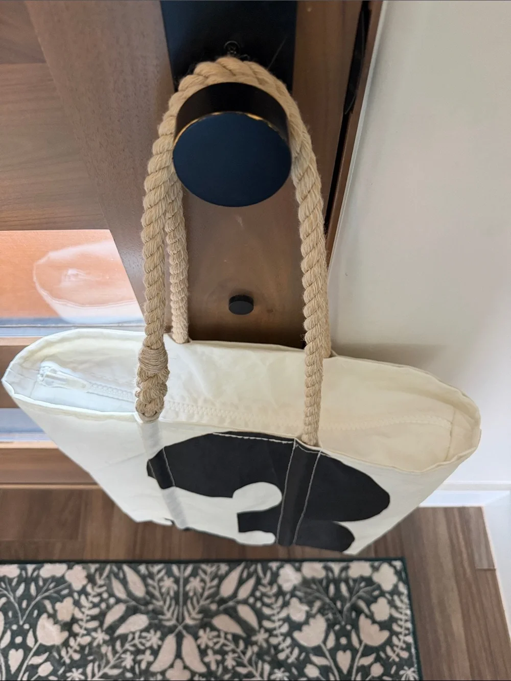Sea Bags Maine Tote Bag with Black Number 3 Print - Rope Handles. Recycled Sails - Picture 8 of 16